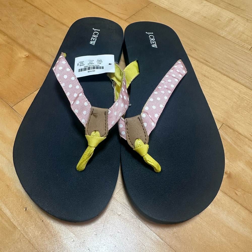 J.Crew Black and Pink Polka Dot Sandals - Picture 2 of 6